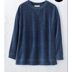 Coldwater Creek First Frost Velour Sweatshirt Midnight Navy Blue Sweater